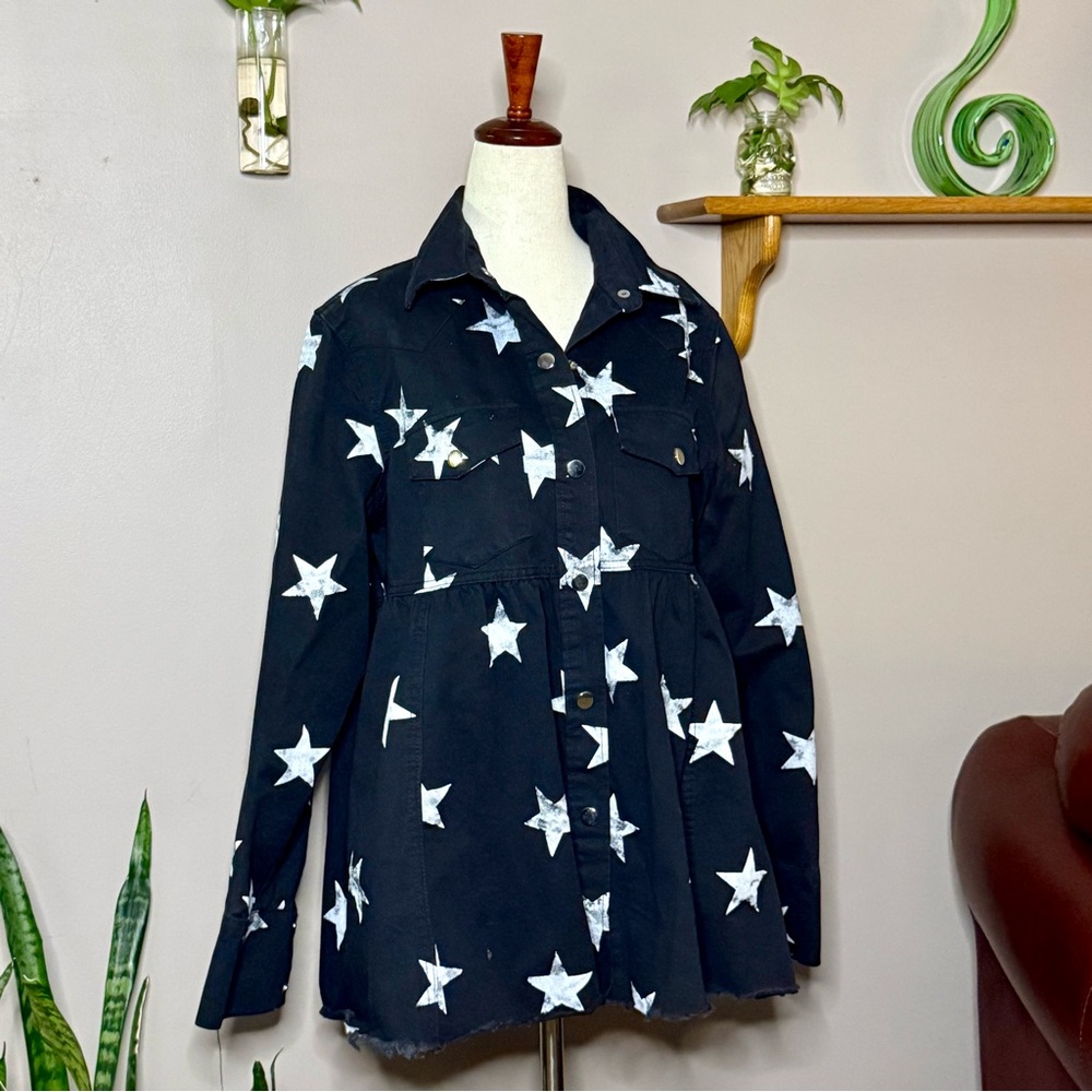 Miss Sparkling Star Print Jacket Shirt – Women’s Small